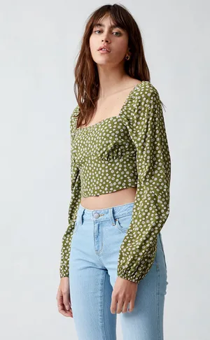 Long Puff Sleeve Bodice Top thumbnail 3