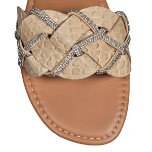 Yoki Alabama Women's Braided Rhinestone Flat Sandals in Beige‎ 9 NIB thumbnail 3