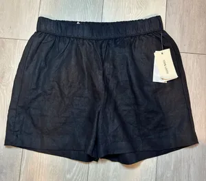 NWT Philosophy 100% linen fall‎ black shorts elastic waistband pockets size S thumbnail 1