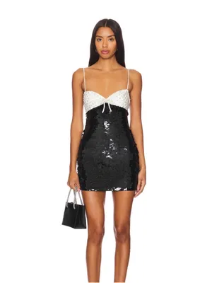 MAJORELLE Pamela White Beaded & Black Sequin Mini Dress from Revolve thumbnail 5
