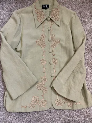 YL by Yair Embroidered Coat Green Size 4 thumbnail 1