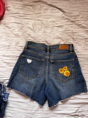 Hollister Distressed Medium Blue High-Rise Denim Shorts thumbnail 2
