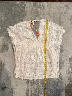 Xhilaration Cream Crochet Lace V-Neck Coverup thumbnail 5