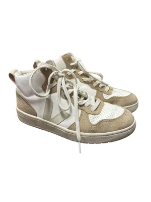 Veja V-15 High Top Lace Up Sneakers Suede Leather Beige White US 8 EU 39 thumbnail 3