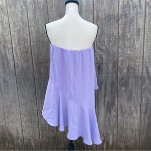 Amanda Uprichard Strapless Lavender Flowy Ruffle Top Size Large NWOT thumbnail 2