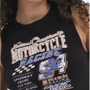 No Boundaries Black Graphic Motorcycle Racing Tank Top thumbnail 2
