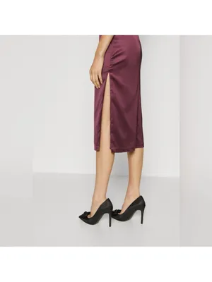 Abercrombie & Fitch Burgundy Satin Slip Midi Dress thumbnail 9