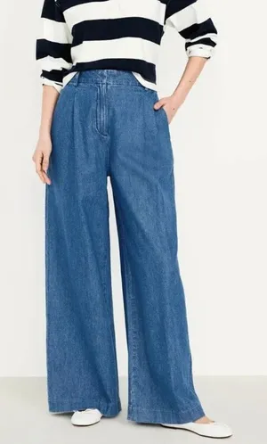 Old Navy Extra High Rise Wide Leg Jeans Dark Wash Denim Trousers Size 4 thumbnail 1