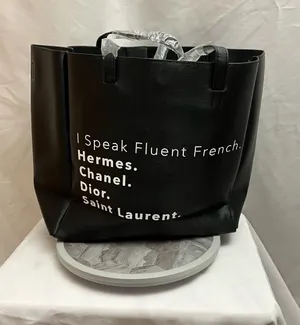 LA Trading Co Black “I Speak Fluent French” Large Tote Shoulder Bag NWT thumbnail 1