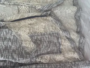 Miss Me 90’s Y2K Gray and Cream Textured Lace Knit Cardigan thumbnail 4