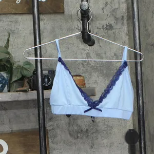 NEW Star Dust Womens Knit 2-Piece Bralette Shorts Pajama Set Light Blue M thumbnail 2