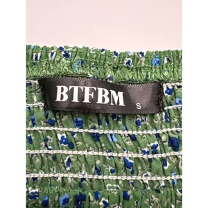 BTFBM Floral Tiered Mini Dress Size Small Green Smocked Long Sleeve Boho Prairie thumbnail 7