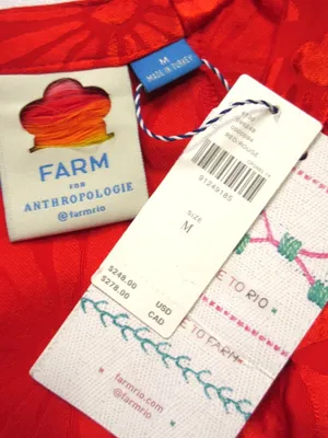 NWT Anthropologie x FARM Rio Red Satin Long-Sleeve V-Neck Jacquard Maxi Dress M thumbnail 10