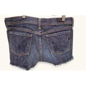 7 For All‎ Mankind Dojo Cut Off Denim Shorts Women's 27 Raw Hem Blue Stretch thumbnail 3