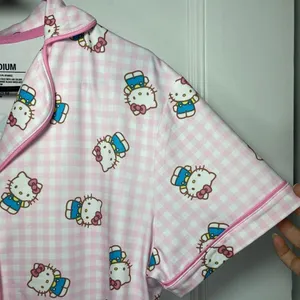 | Checkered Hello Kitty Print Button Down Pajama Top Medium thumbnail 6