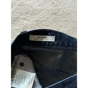 ARTELIER Nicole Miller Sullivan Dark Wash Wide Leg Crop‎ Raw Hem Denim Jeans 26 thumbnail 6