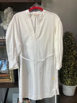 Rebecca Taylor 3/4 Sleeve Twill Belted Dress Milk Womens Size Small thumbnail 5