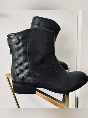 Naughty Monkey Black leather Rustic Cowboy Ankle boots women's 10 thumbnail 2
