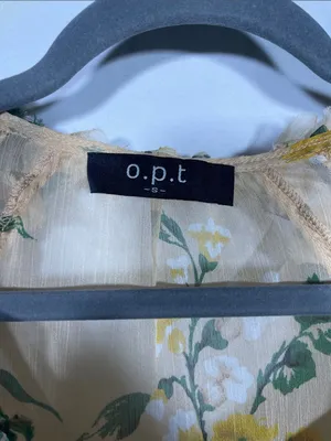 O.P.T Womens Green Yellow Floral Angelique Ruffle Mini Babydoll Dress Small thumbnail 3