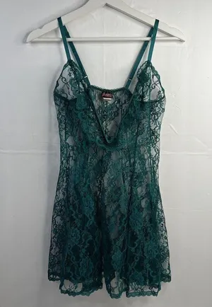 Vtg Fredericks Of Hollywood M Lace Babydoll Nightie Dress Sheer Structure V-neck thumbnail 2