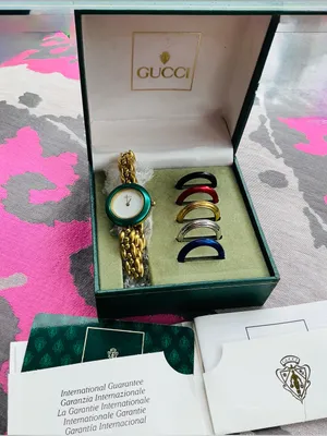 Gucci dressy gold chain Bracelet Watch with Interchangeable Colored Bezels💛💚❤️💙🖤 thumbnail 5
