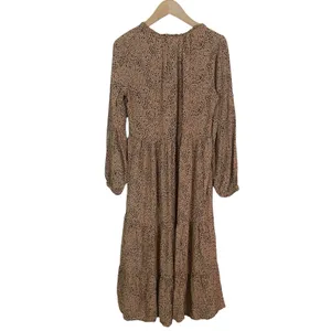 Old Navy Animal Print Tiered Midi Swing Dress Size XS Tan and Black thumbnail 3