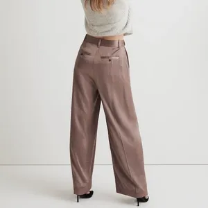 NWT Madewell The Harlow Wide Leg Pant in Satin Iced Mocha Brown Pink Size 00 thumbnail 4