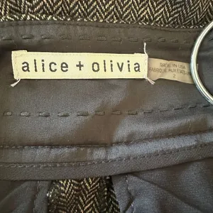 2 Pants Trouser Alice + Olivia Herringbone Wool 31"in Dark Academia Old Money thumbnail 6