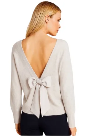 Vineyard Vines Wool Blend Luxe Bow Back Wool Blend Vback Beige Heather Sweater L thumbnail 1