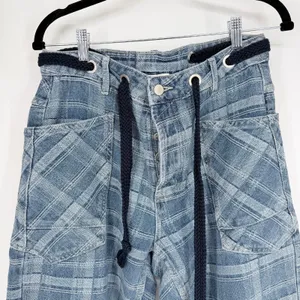Böhme Judy Plaid Barrel Jeans Womens Medium High Rise Patchwork Cropped NEW thumbnail 8