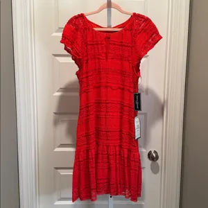 Jessica Howard Red Lace Flutter Sleeve Dress Size 14 NWT Cocktail Wedding‎ thumbnail 3