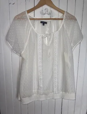 Relativity Y2K Sheer Blouse White Size XL thumbnail 1