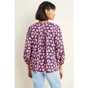 NWT Womens Size Small Maeve by Anthropologie Cathy Pleated V-Neck Blouse In Plum thumbnail 3
