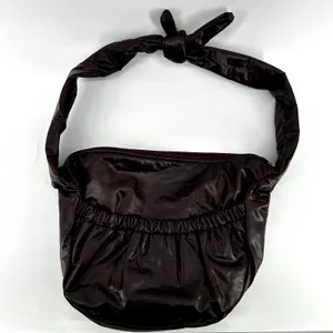 Vintage Leather Hobo Bag USA Purse Shoulder Zip Pocket Knot Burgundy Red OS thumbnail 2