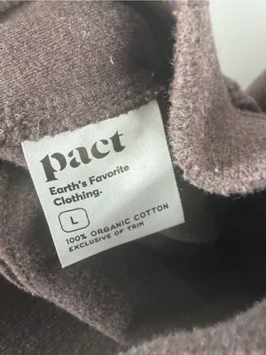 Pact organic airplane tapered leg pant deep taupe purple womens L travel comfort thumbnail 4