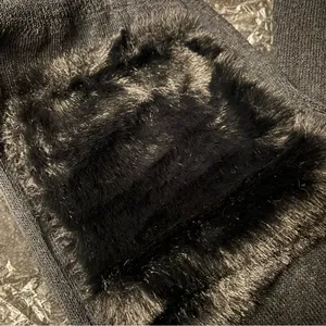Black Knit knee Warmers with Faux Fur thumbnail 3