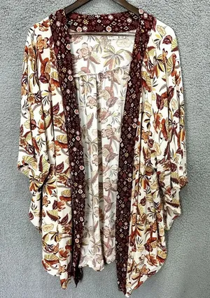Cato‎ Floral Boho Kimono Draped Open Front Cardigan Festival Boho Chic Plus 22W thumbnail 1