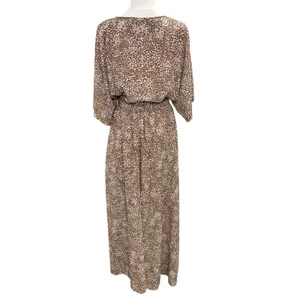 Anrabess Beige Print Faux Wrap Maxi Summer‎ Beach Long Dress Large Lined Dolman thumbnail 3