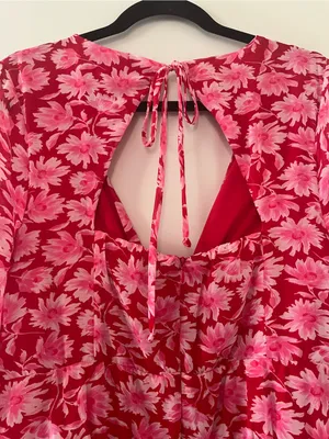 Julia Jordan NWT Pink Floral Chiffon Long Sleeve Mini Dress 14 Romantic Resort Office Party thumbnail 9