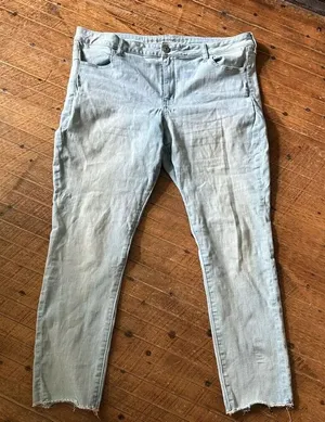 American Eagle light wash distressed normcore 20 crop jeggings thumbnail 1