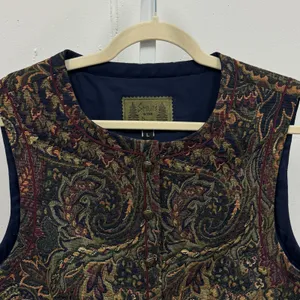 Vintage Spirits in the Pine Women's Tapestry Boho Paisley Button Vest‎ Large thumbnail 4