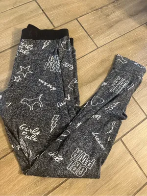 PINK Victoria's Secret Heather Charcoal Kids Logo & Graphic Leggings thumbnail 5