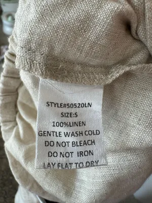 Hausen 100% Linen Wide Leg Cargo Pants Size S Beige Drawstring thumbnail 3