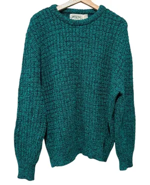 Vtg American Eagle Wool Blend Chunky Knit Sweater Women Sz L Green Pullover Y2K thumbnail 1