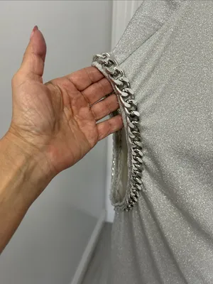Vocal Silver Metallic Chain Trim Draped Nevj Sleeveless Top thumbnail 6