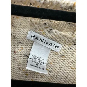 Hannah Womens Cable Knit Cardigan Sweater Sz M Cottagecore‎ Minimal Grandmacore thumbnail 6