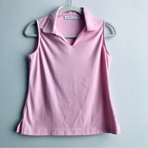 Bette & Court Sleeveless V-Neck Cotton Casual Golf Pink Shirt Women’s Size S thumbnail 2