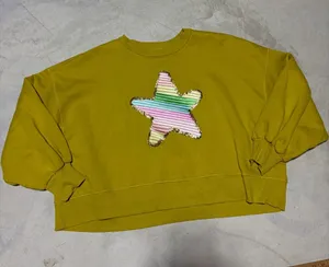 Judith March yellow green sweatshirt star XL thumbnail 1