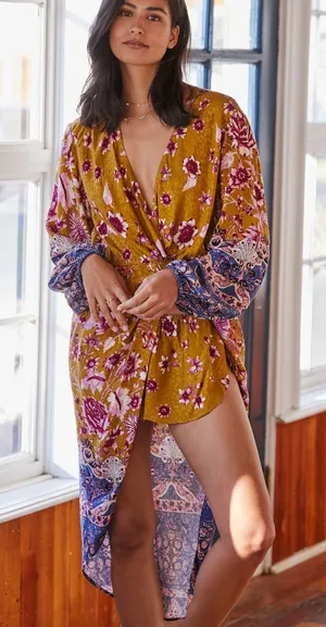 NWT Anthropologie printed floral tunic size L thumbnail 1