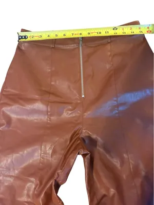 Lovers and Friends Georgie Pant in Chestnut Brown Womens Large Faux Leather thumbnail 9